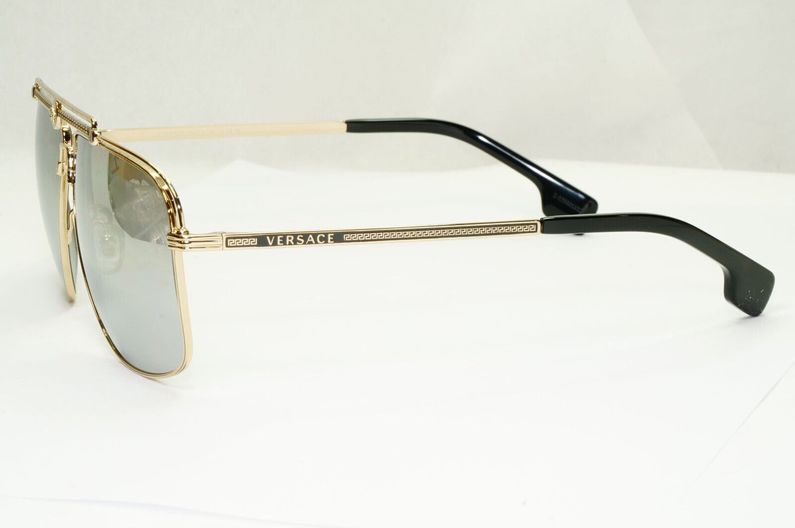 Versace Sunglasses Gold Silver Mirror Square Pilot Metal MOD VE 2242 1252/6G