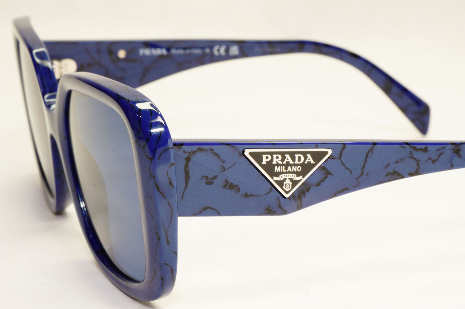 Prada Sunglasses Blue Triangle Symbole Marble Square PR10ZV VPR 10Z 18D-1O1 53mm
