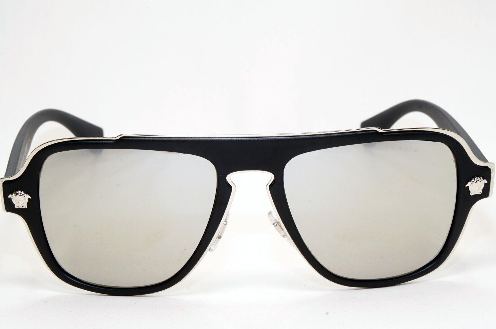 Versace Sunglasses Black Silver Medusa Mirror Square Matte MOD VE 2199 1000/6G