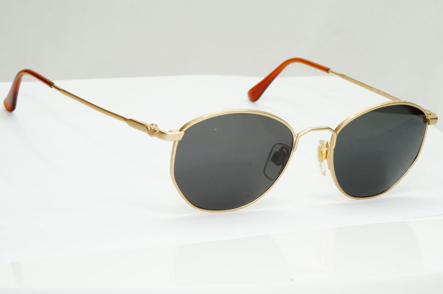 Emporio Armani Sunglasses 1997 Vintage Gold Black Metal Round 031 703 48mm C