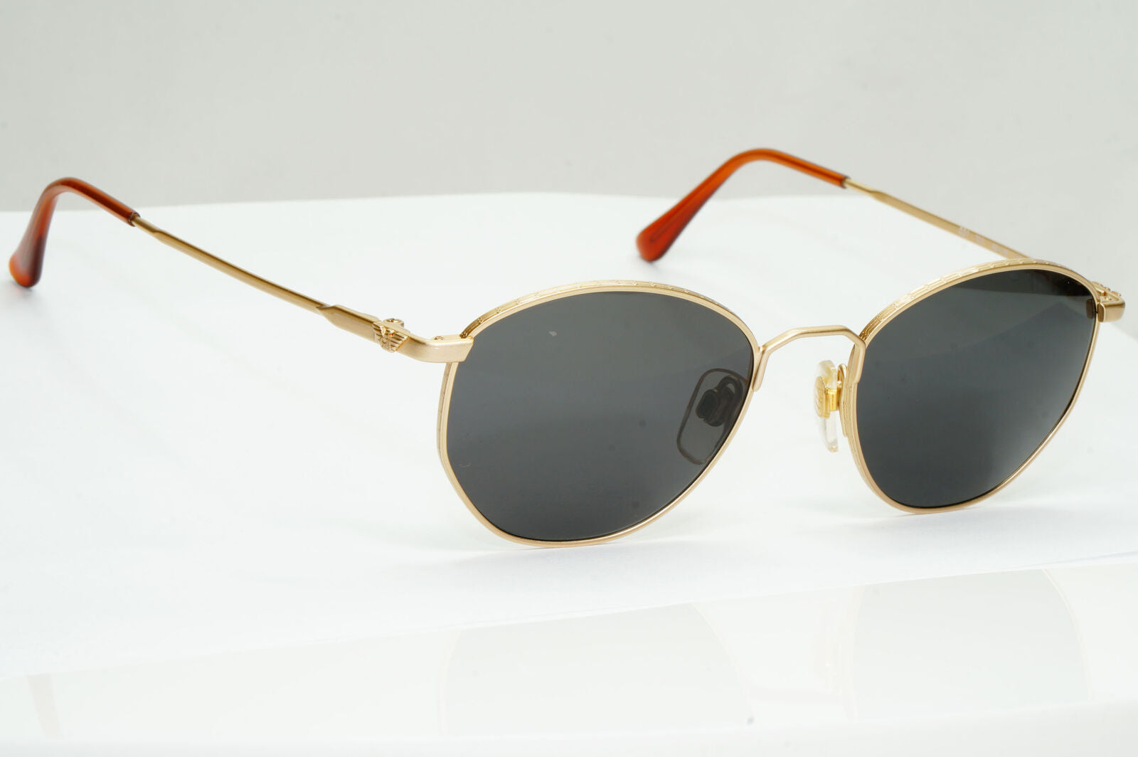 Emporio Armani Sunglasses 1997 Vintage Gold Black Metal Round 031 703 48mm C