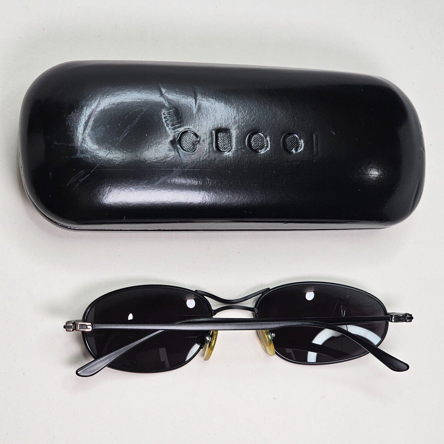 Gucci Sunglasses 1996 Vintage Black Oval Metal Unisex GG 1617/S 8ZB 53mm 120824