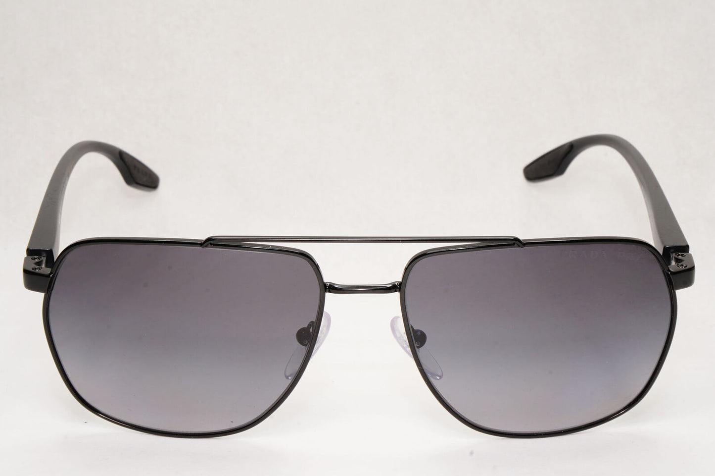 Prada Sunglasses Polarized Black Pilot Square Grey Smoke PS55VS SPS 55V 1BO-5W1