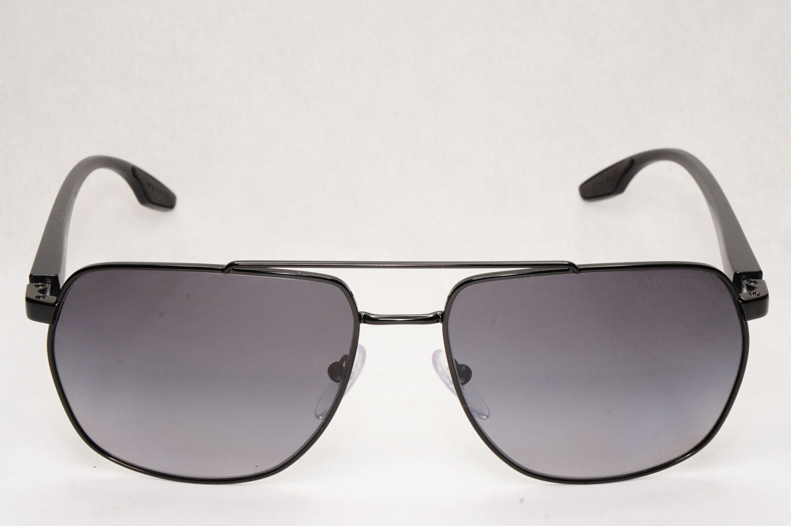 Prada Sunglasses Polarized Black Pilot Square Grey Smoke PS55VS SPS 55V 1BO-5W1