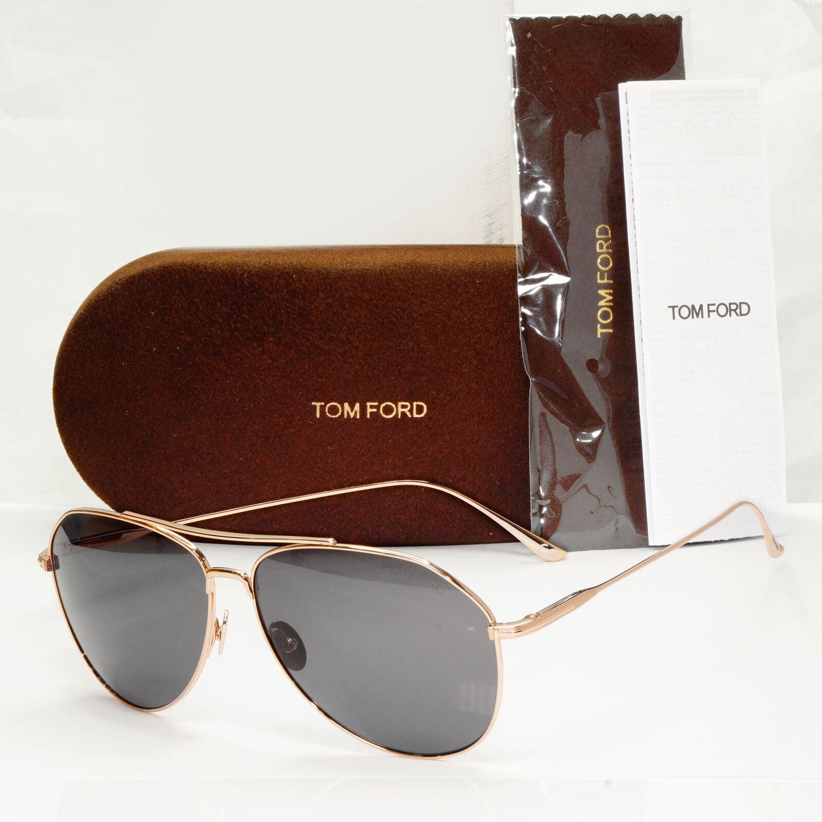 Tom Ford Titanium Japan Sunglasses Gold Grey Pilot Metal Cyrus TF 747 28A FT0747