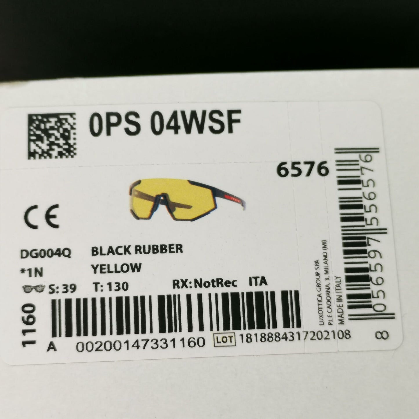 Prada Yellow Black Sunglasses Shield Visor Large PS04WSF SPS 04W-F DG0-04Q