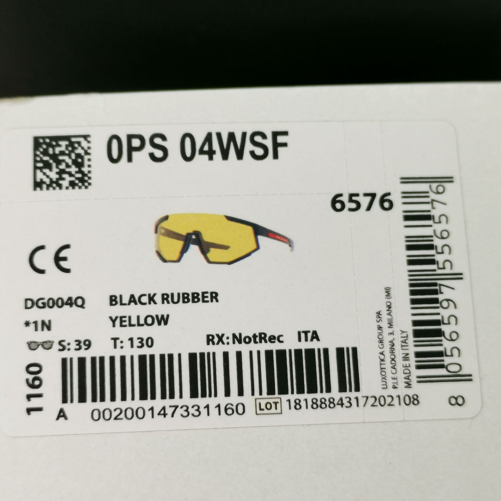 Prada Yellow Black Sunglasses Shield Visor Large PS04WSF SPS 04W-F DG0-04Q