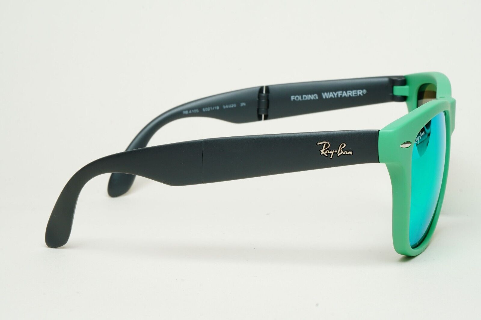 Ray-Ban Sunglasses Folding Wayfarer Green Mirror Black RB 4105 6021/19 54mm