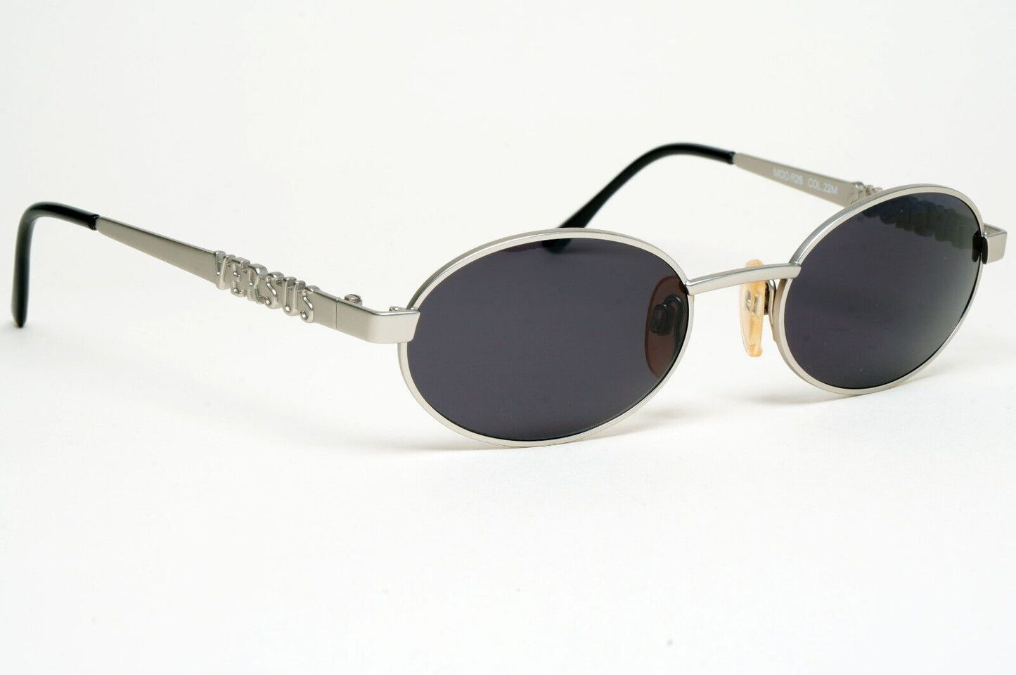 Versus Sunglasses 1996 by Gianni Versace Vintage Silver Oval MOD R26 COL 22M