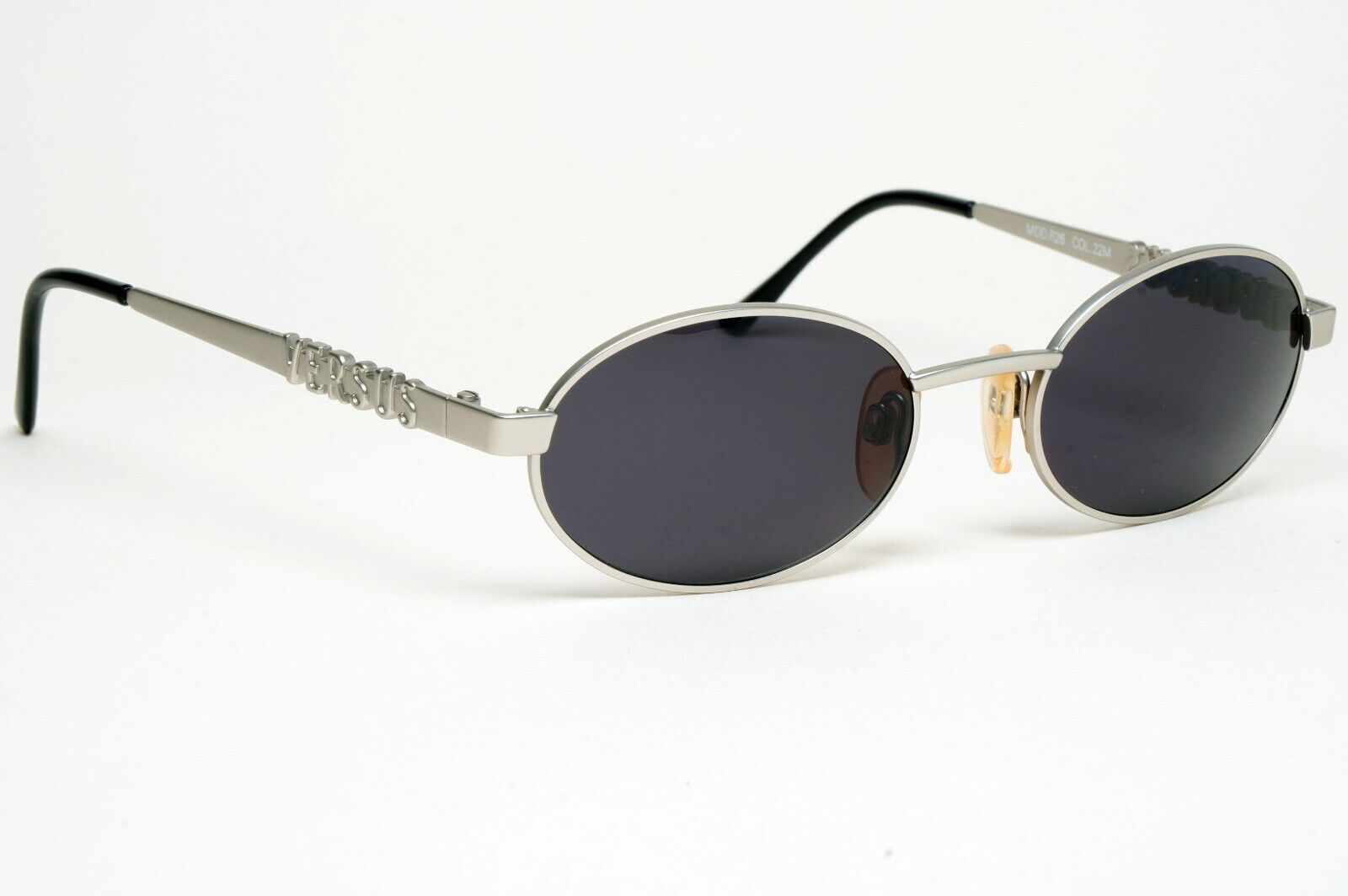 Versus Sunglasses 1996 by Gianni Versace Vintage Silver Oval MOD R26 COL 22M