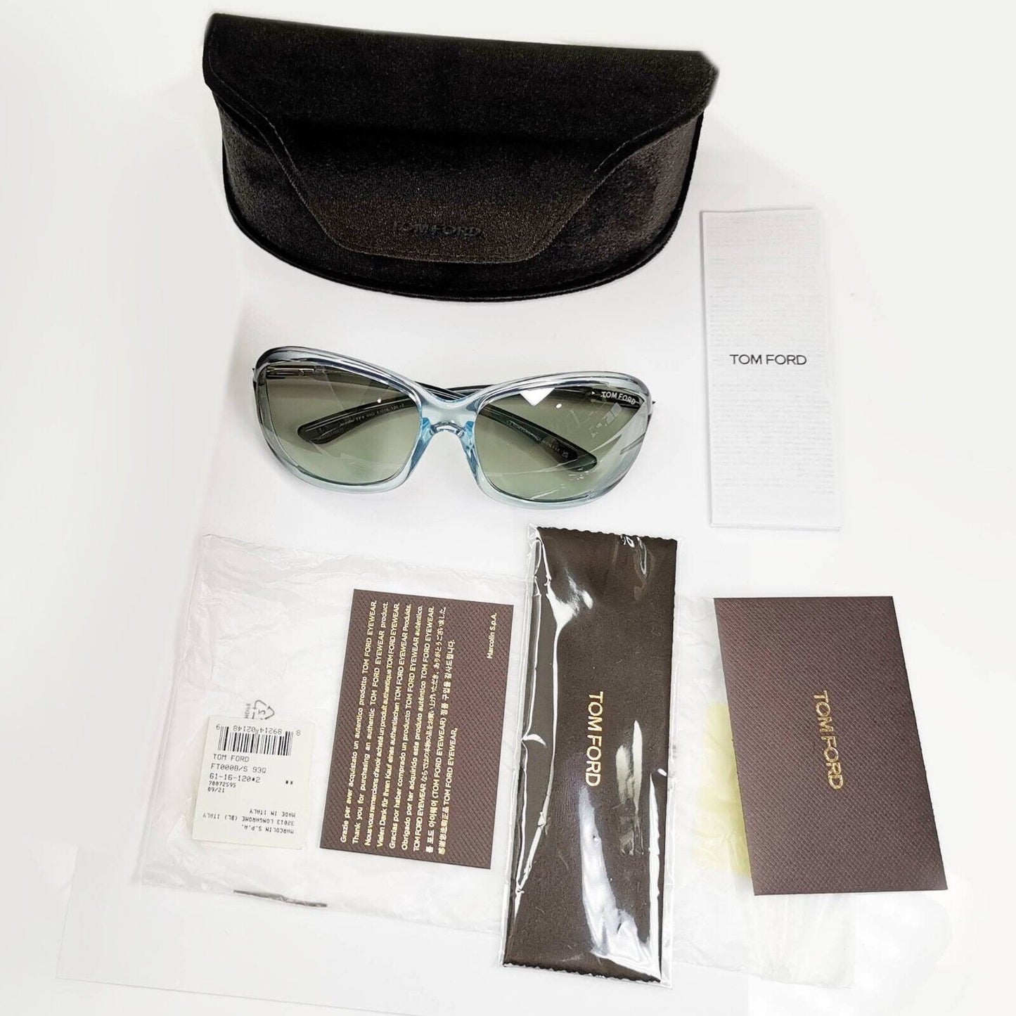 Tom Ford Jennifer Sunglasses Womens Designer Ice Blue Grey Mirror TF8 93Q FT0008
