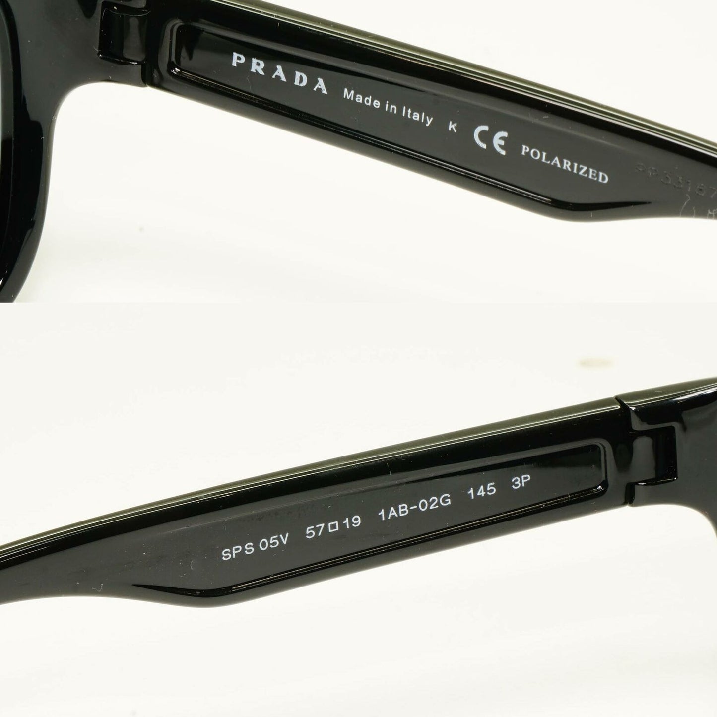 Prada Polarized Black Grey Sunglasses Square Mens Red Stripe SPS 05V 1AB-02G