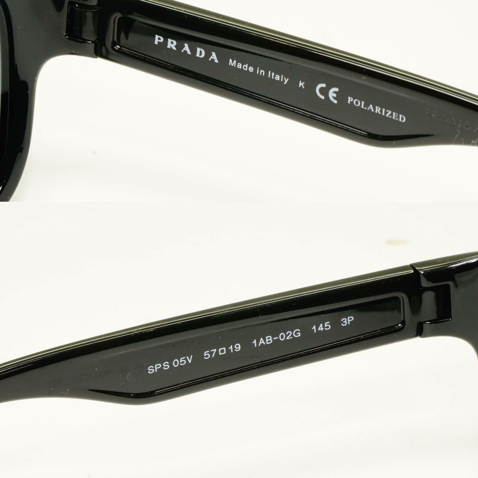 Prada Polarized Black Grey Sunglasses Square Mens Red Stripe SPS 05V 1AB-02G