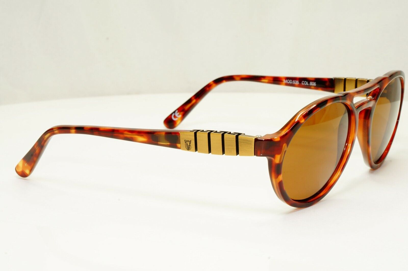 Gianni Versace 1996 Mens Vintage Brown Gold Sunglasses Meander MOD 535 COL 806