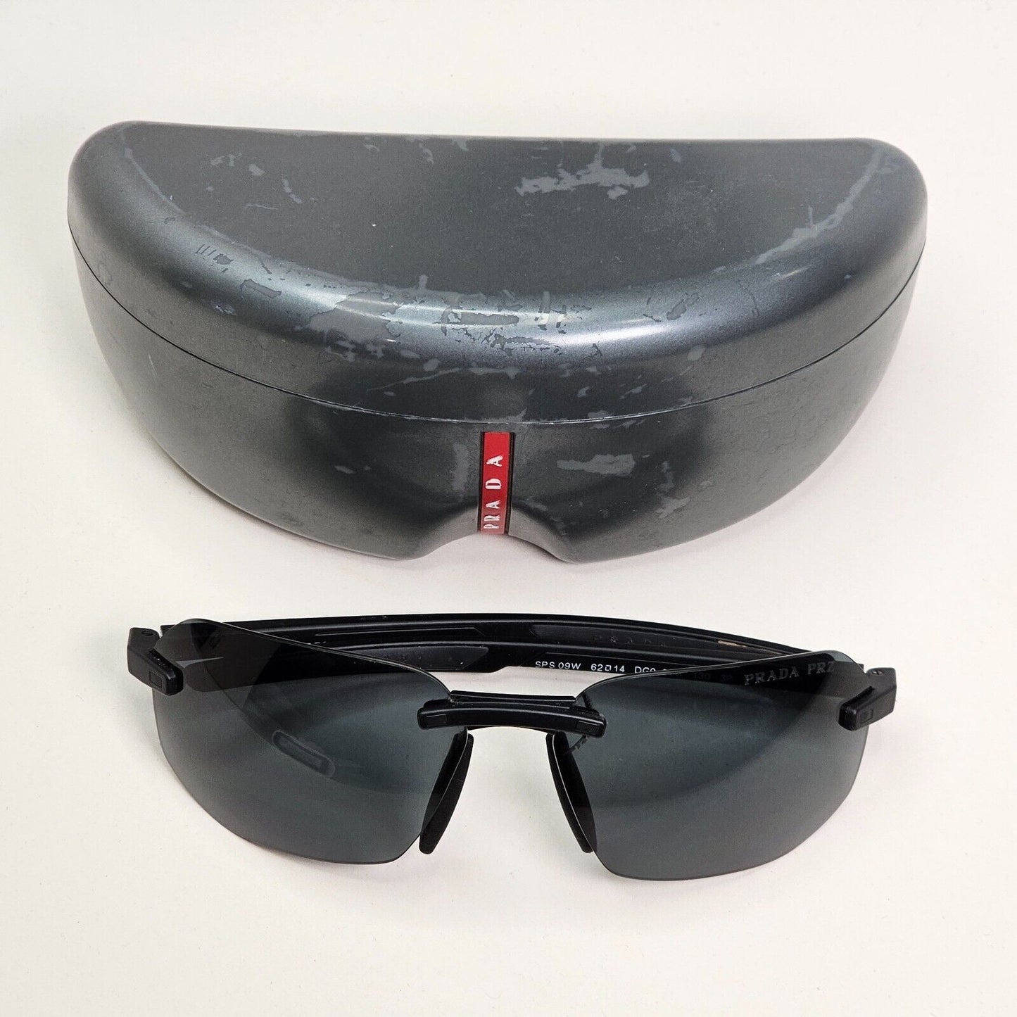 Prada Sunglasses Polarised Black Grey Rimless PS09WS SPS 09W DG0-02G 260724