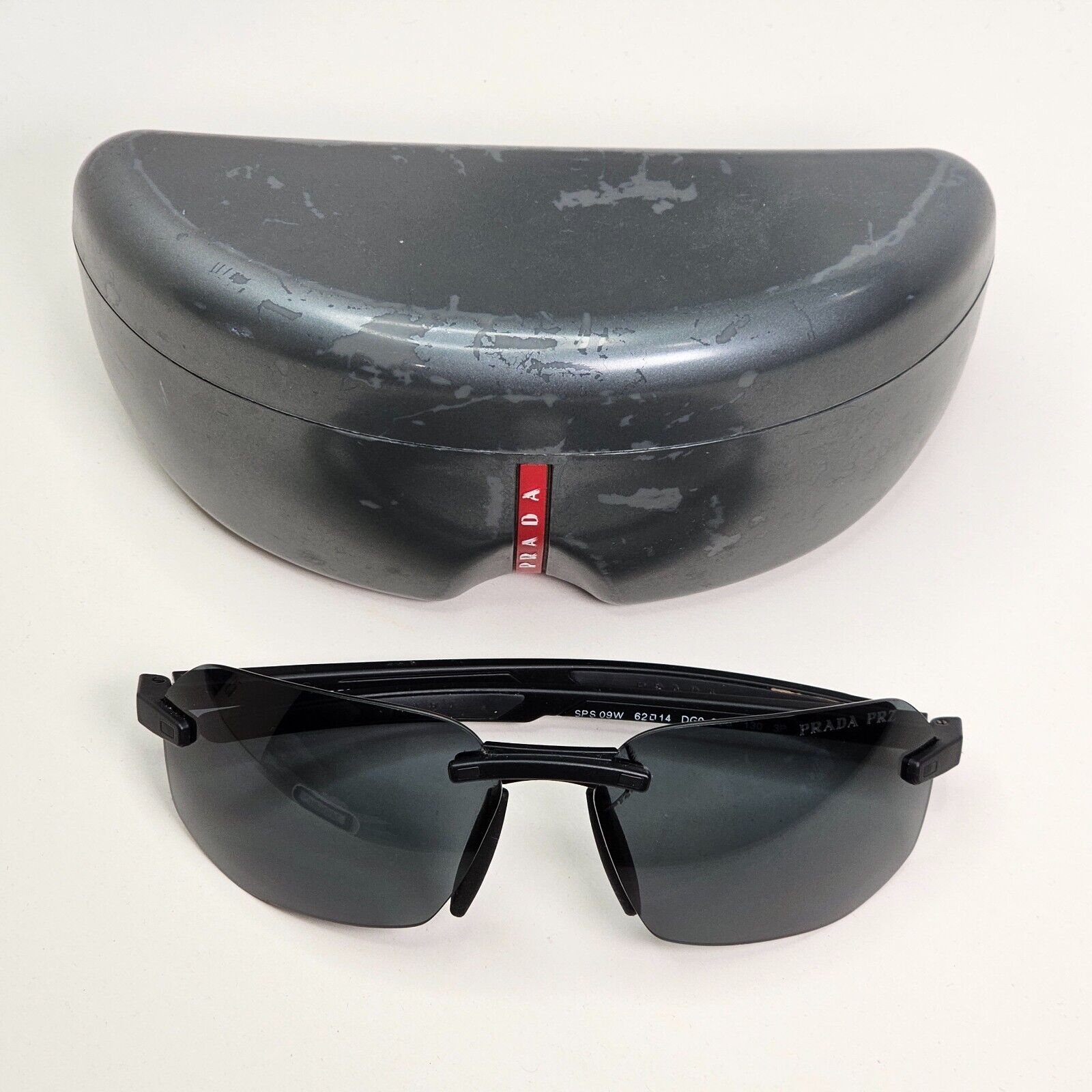 Prada Sunglasses Polarised Black Grey Rimless PS09WS SPS 09W DG0-02G 260724