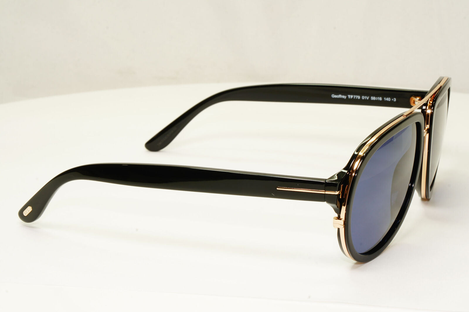 Tom Ford Geoffrey Sunglasses Black Blue Gold Pilot Designer Mens TF 779 01V