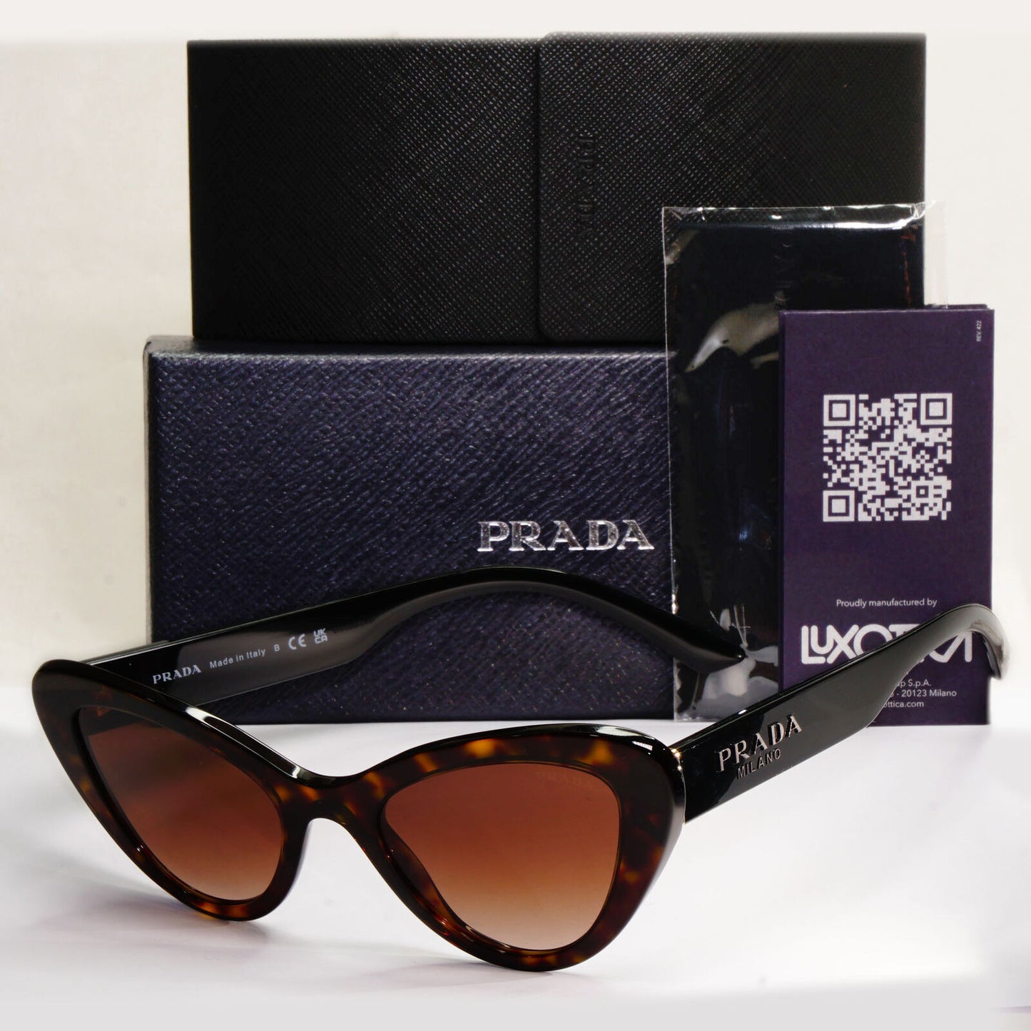 Prada Sunglasses Brown Tortoise Black Cat Eye PR13YS SPR 13Y 2AU-6S1 52mm