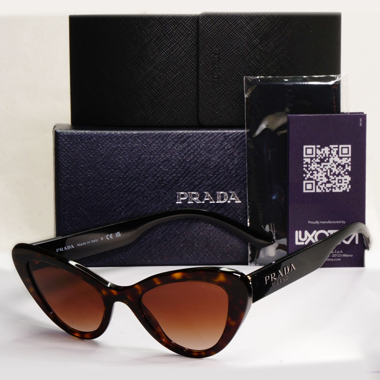 Prada Sunglasses Brown Tortoise Black Cat Eye PR13YS SPR 13Y 2AU-6S1 52mm