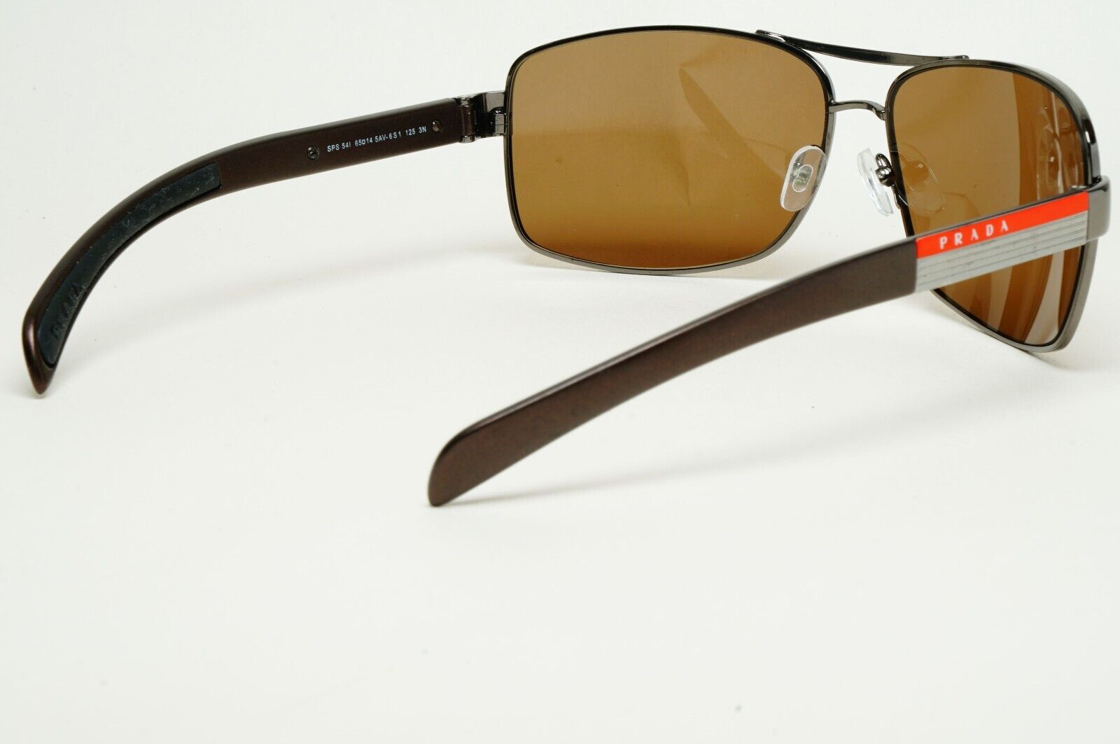 Prada Sunglasses Brown Gunmetal Wrap Navigator PS54IS SPS 54I 5AV-6S1 231124