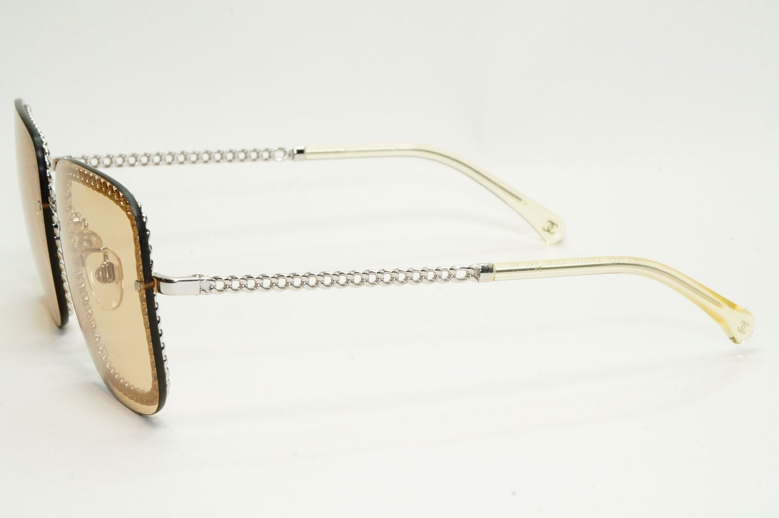 Chanel Sunglasses Chain Square Silver Light Brown Lens 4244 c.124/73 57mm