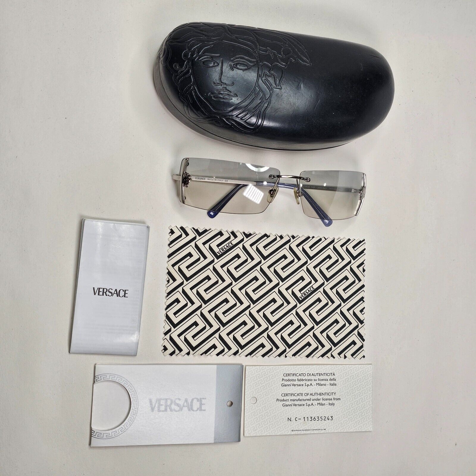Versace Sunglasses 2003 Vintage Silver Rimless Medusa MOD N29 26M/543 050824