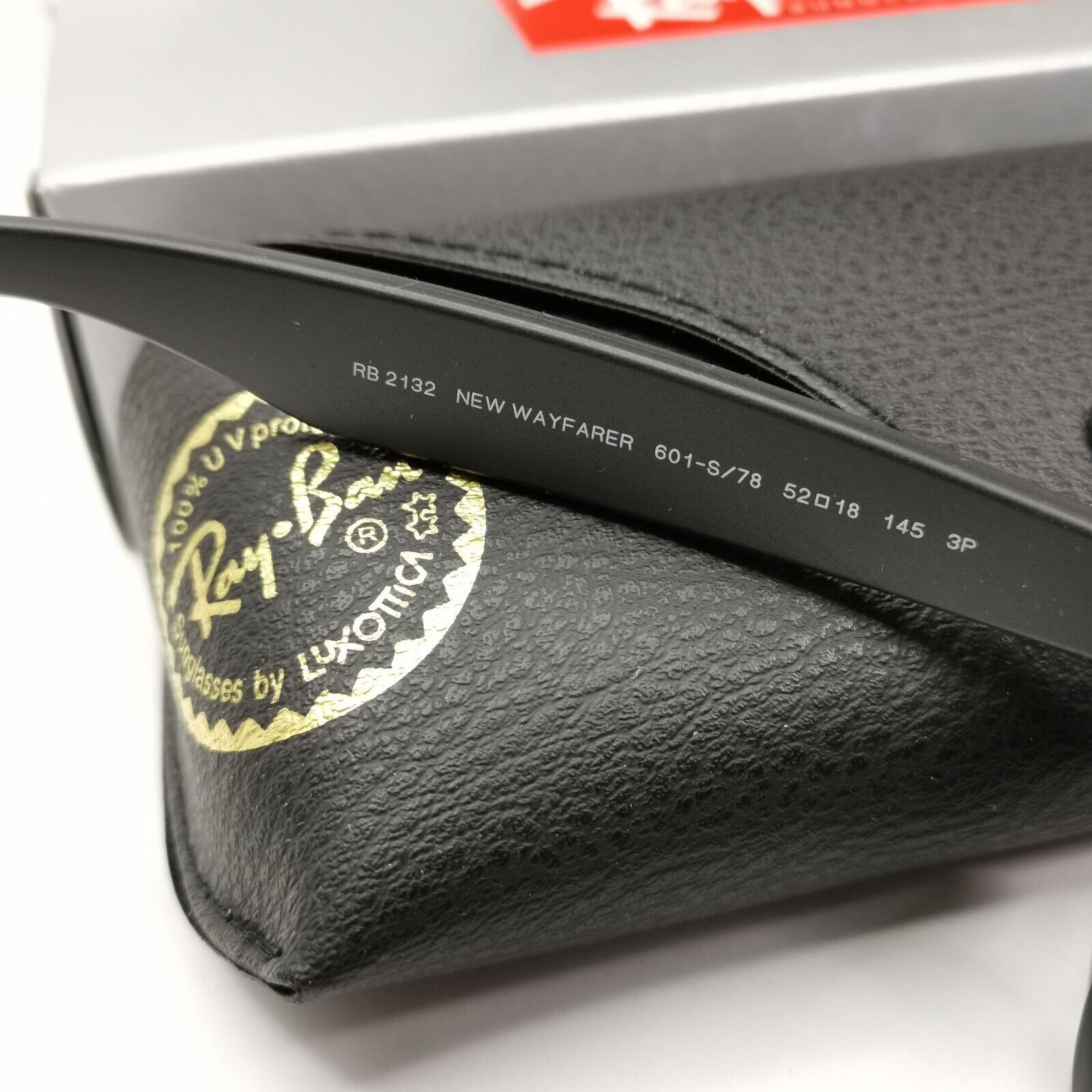 Ray-Ban Sunglasses Polarised New Wayfarer Black Matte Blue RB 2132 601-S/78 52mm