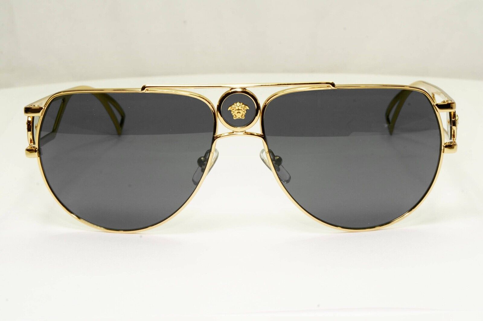 Versace Sunglasses Gold Grey Metal Medusa Pilot Navigator MOD VE 2225 1002/87