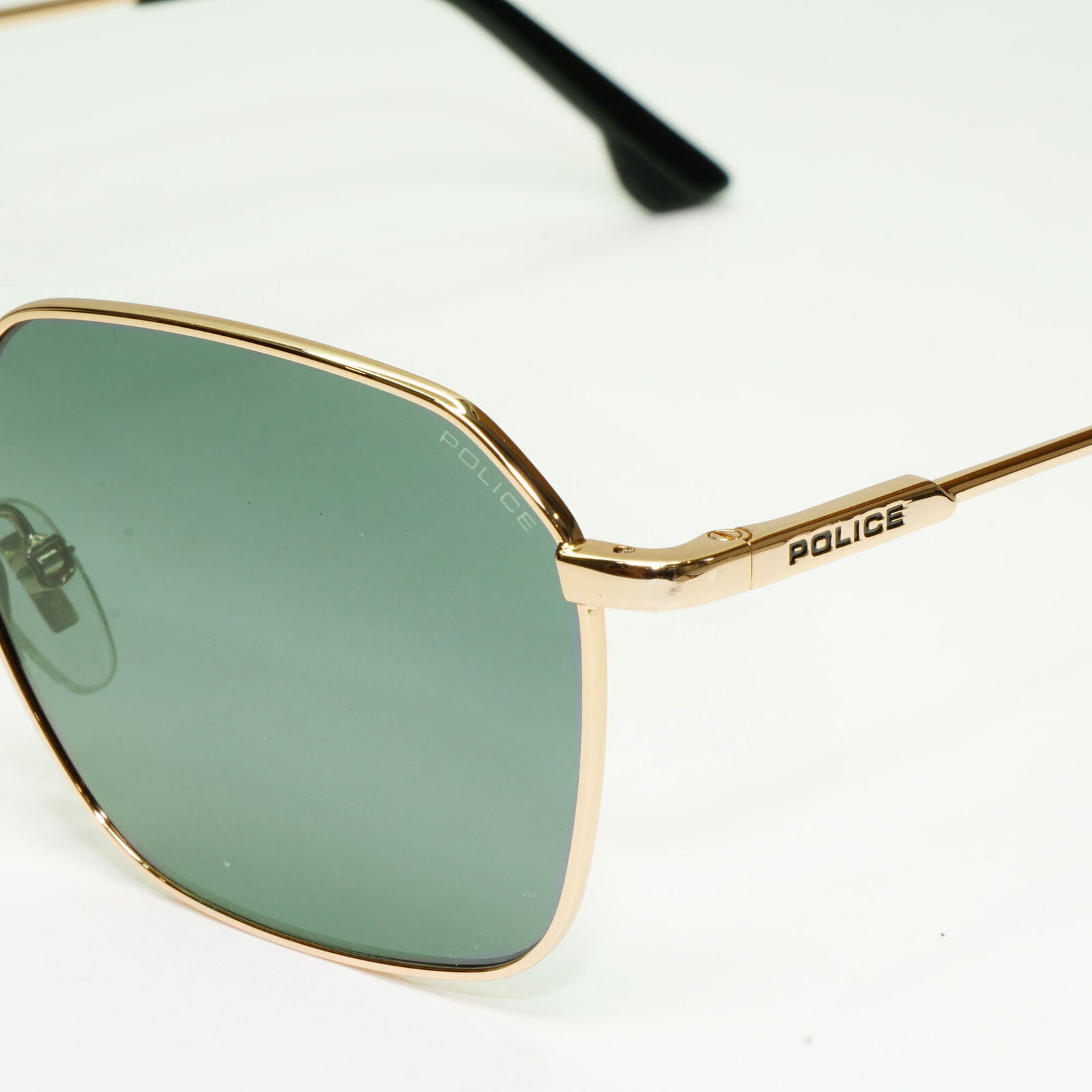 Police Gold Green Sunglasses Metal Mens Hexagonal Tuxedo 1 SPL 970C COL 0300