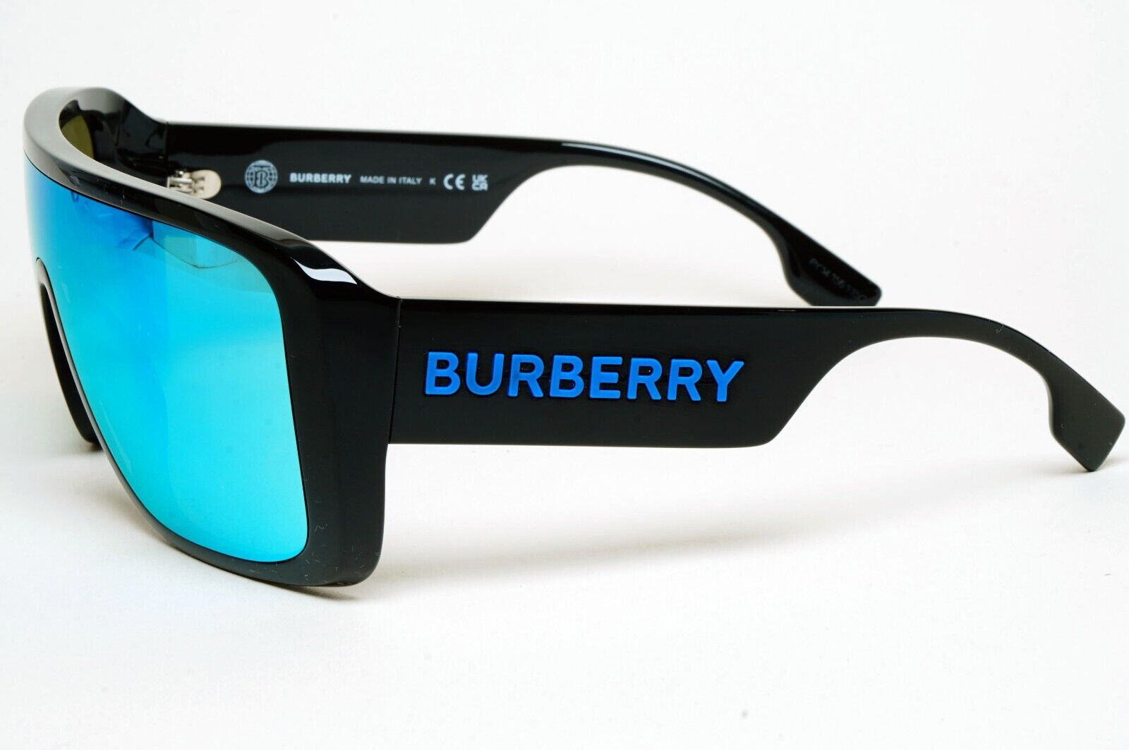 Burberry Sunglasses Black Blue Shield Visor Mirror BE 4401-U 3001/55