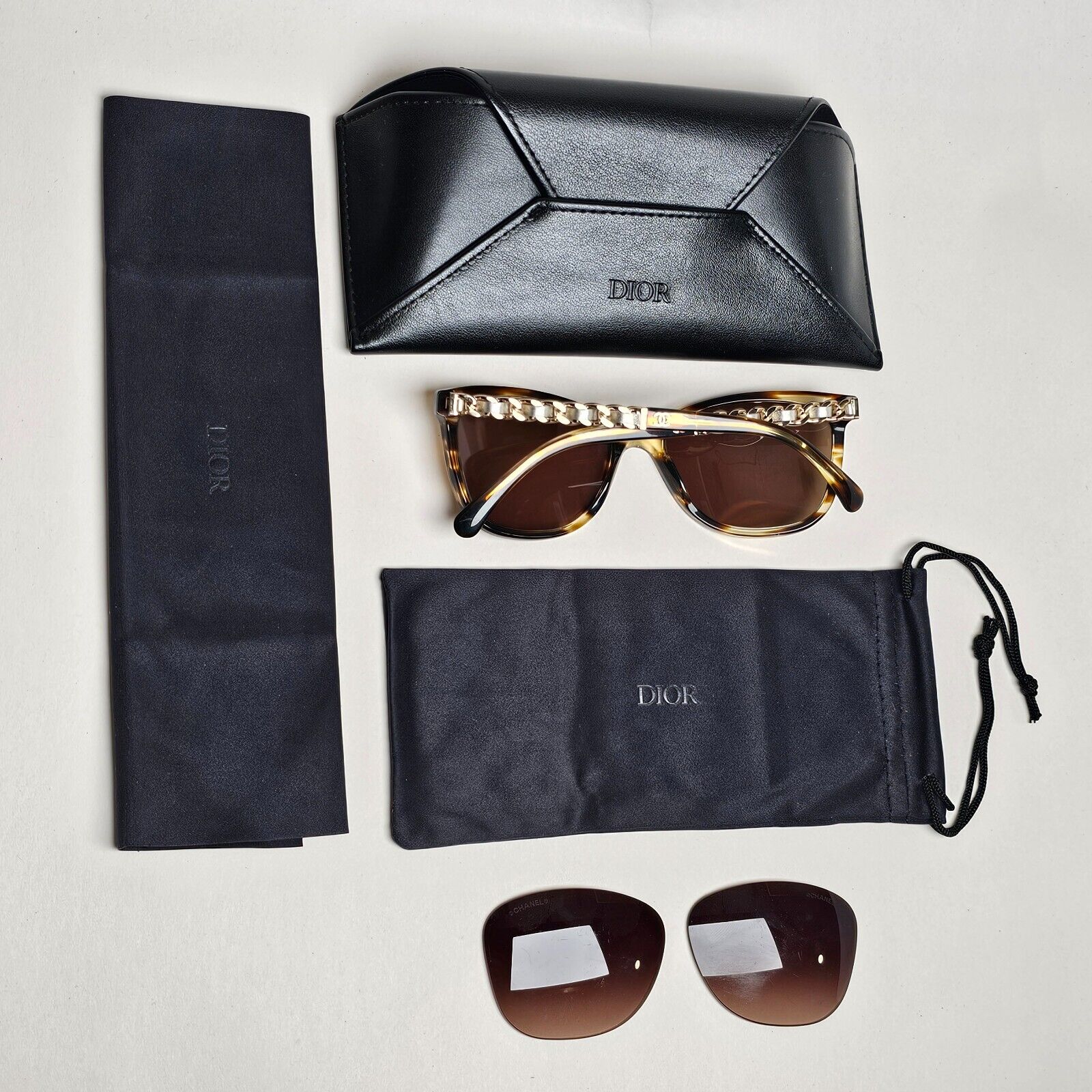Chanel Sunglasses Leather Chain Gold Brown Tortoise 5260-Q c.1498/S5 57mm 261124