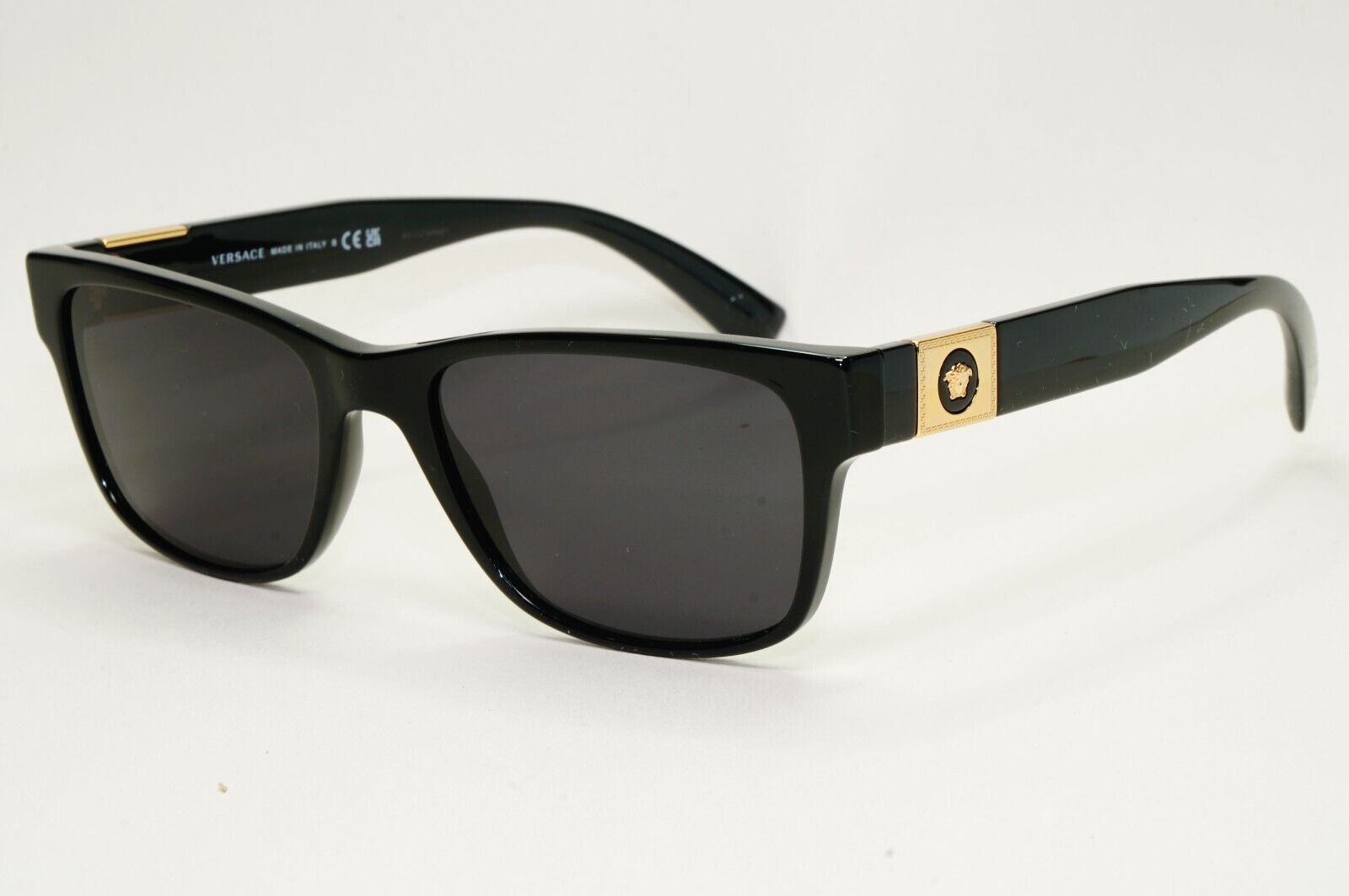 Versace Sunglasses Black Gold Medusa Square Glossy MOD VE 3295 GB1 56mm