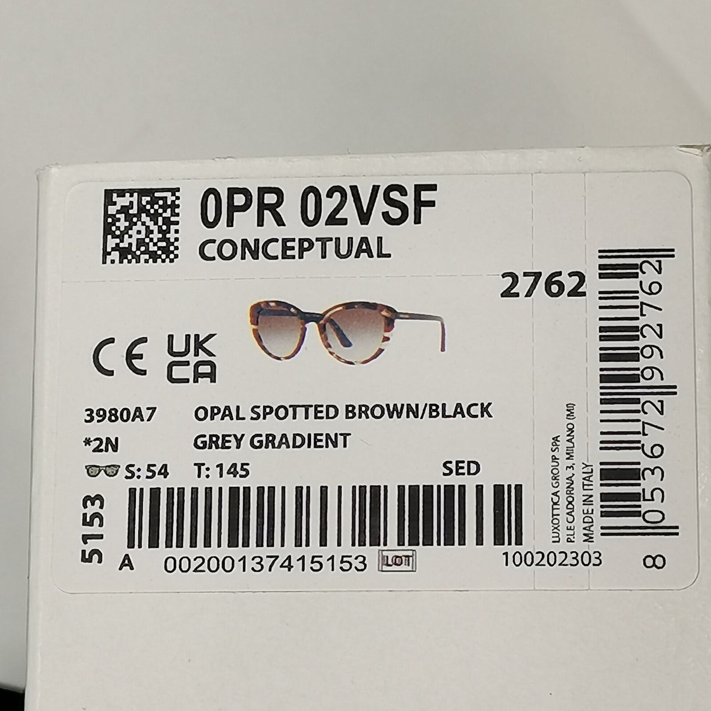 Prada Sunglasses Brown Black Opal Grey Gradient PR02VSF SPR 02V-F 398-0A7