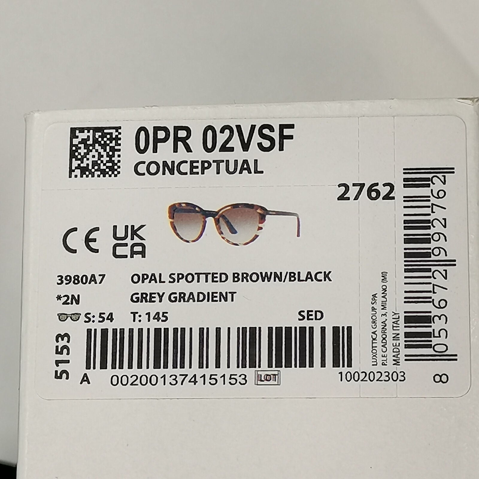 Prada Sunglasses Brown Black Opal Grey Gradient PR02VSF SPR 02V-F 398-0A7