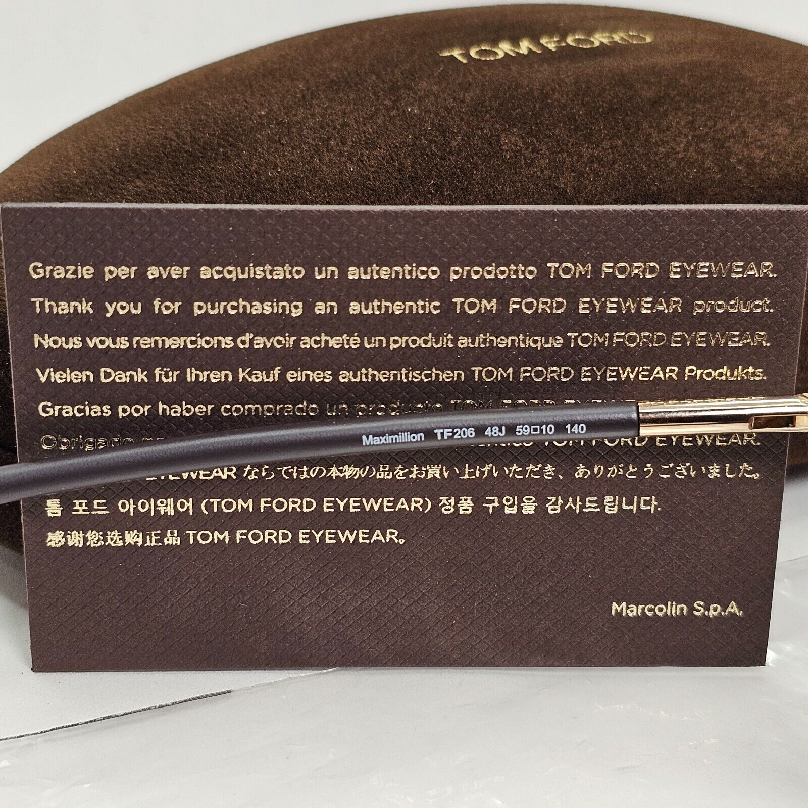 Tom Ford Sunglasses Maximillion Dark Brown Pilot Gold FT0206 TF 206 48J 59mm [a]