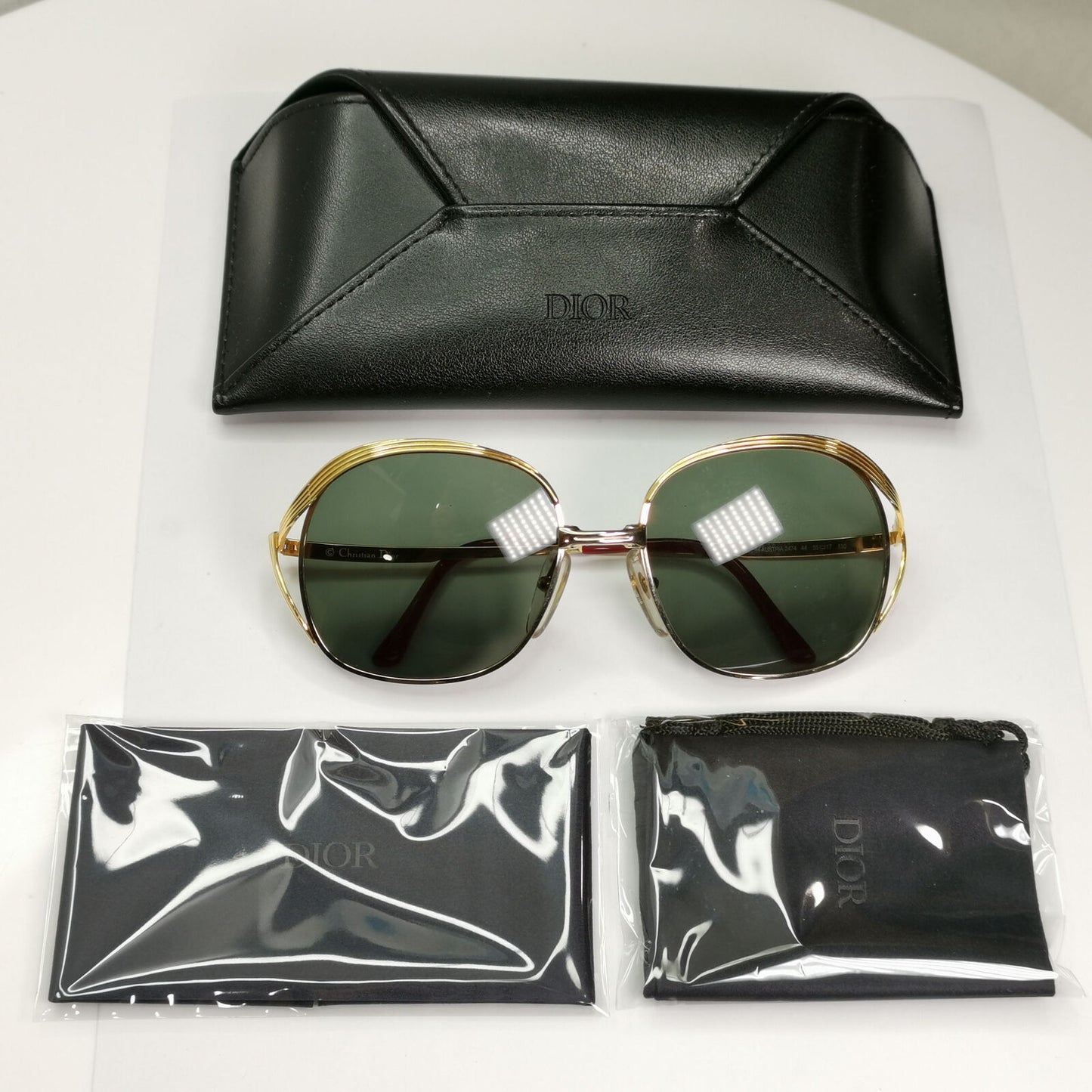 Dior 1990s Vintage Sunglasses Austria Metal Gold Grey Green 2474 44 071222