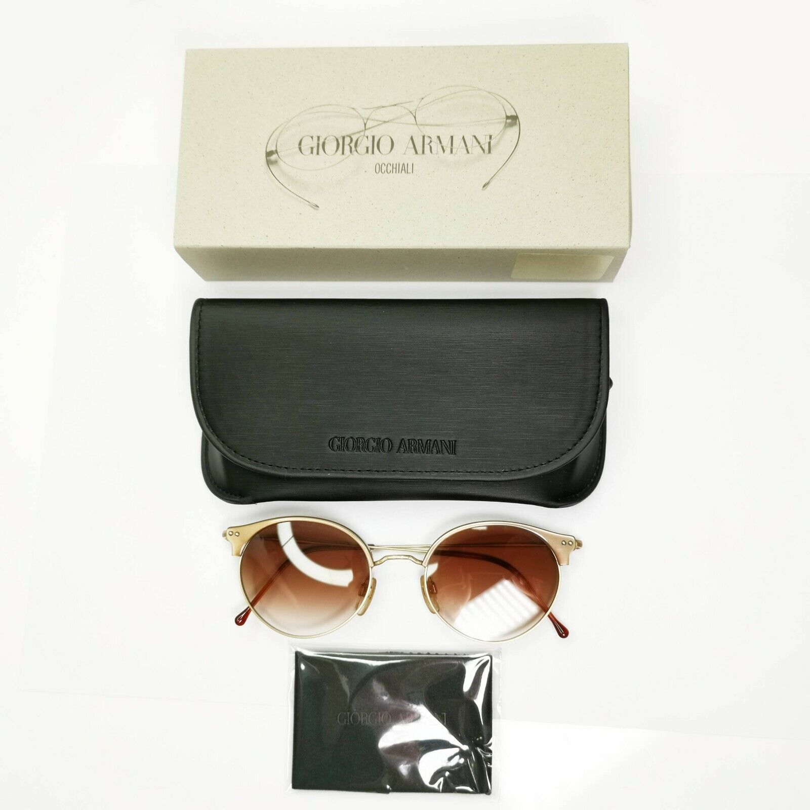 Authentic Giorgio Armani 1997 Vintage Sunglasses Gold Brown Mens Womens 377S 206