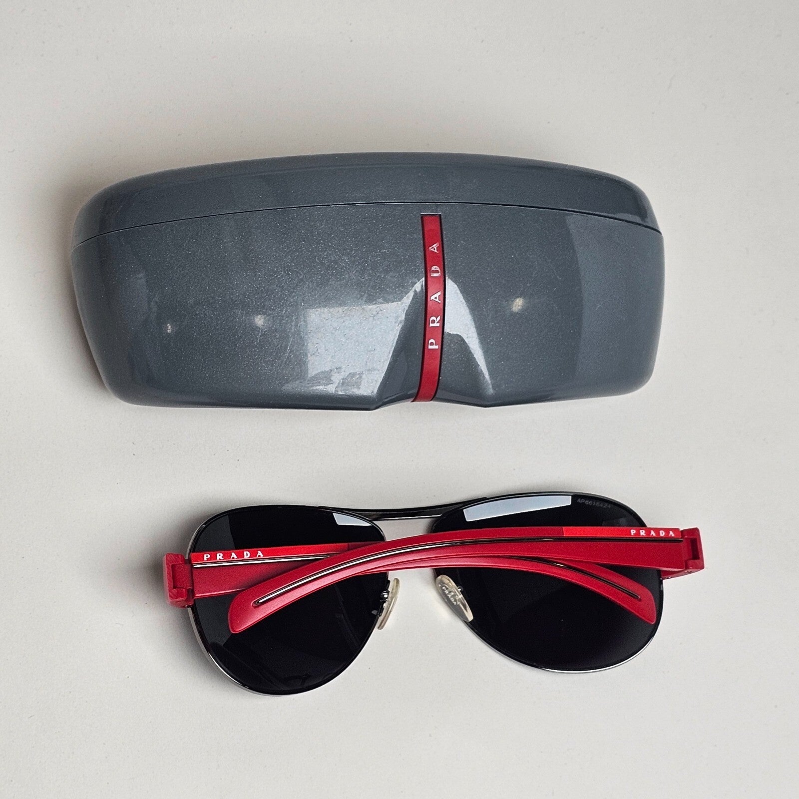 Prada Sunglasses 2010 Vintage Red Rossa Pilot PS51LS SPS 51L 6BF-1A1 62mm 070325