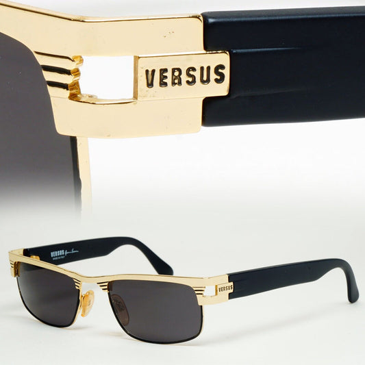 Versus Sunglasses 1996 by Gianni Versace Vintage Gold Black MOD F27 COL 39M