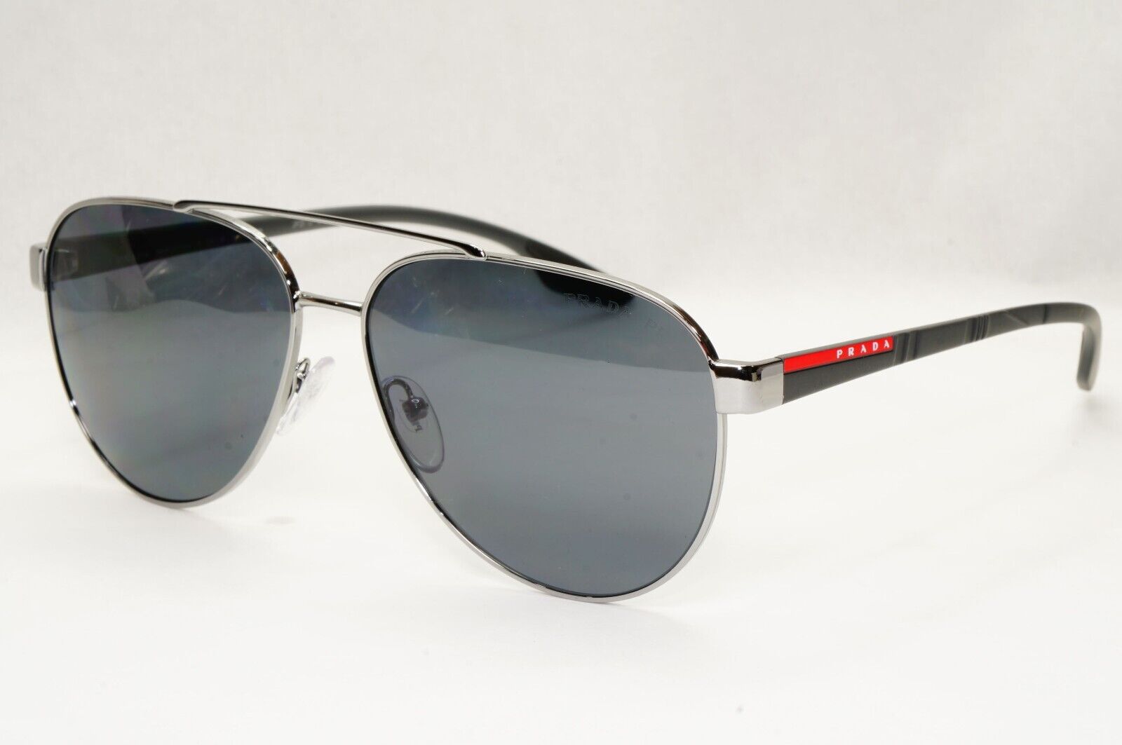 Prada Sunglasses Polarized Gunmetal Grey Metal Pilot PS54TS SPS 54T 5AV-5Z1