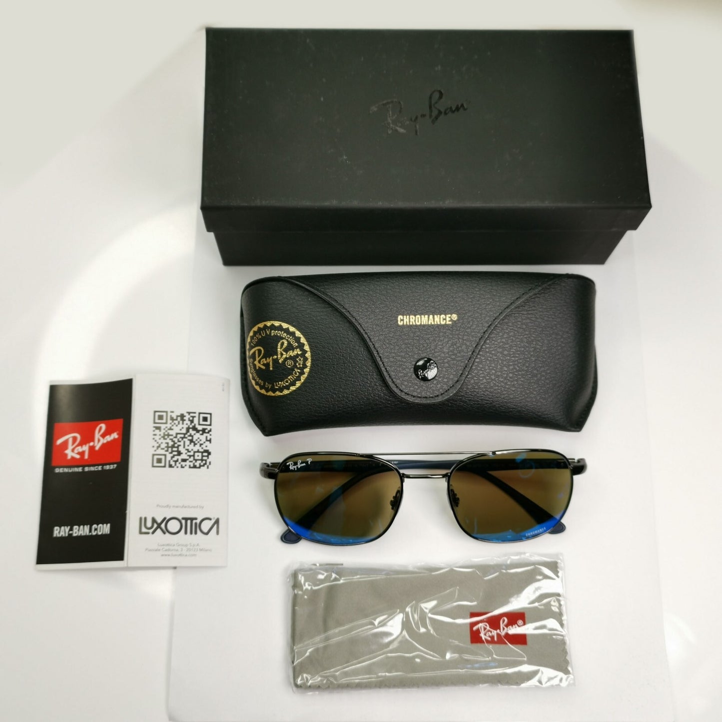 Ray-Ban Sunglasses Polarised Blue Chromance Gunmetal RB 3670-CH 004/4L 54mm