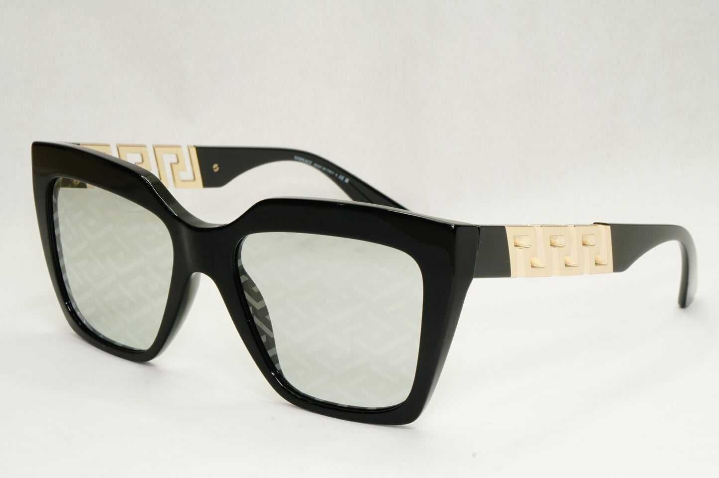 Versace Sunglasses Monogram Mirror Black Gold Meander MOD VE 4418 GB1/AL