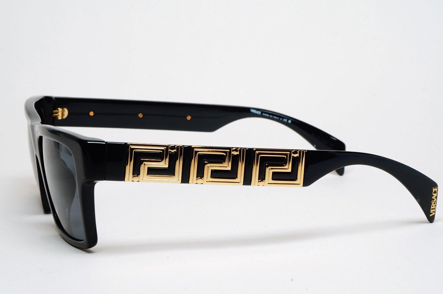 Versace Sunglasses Black Gold Meander Square Grey MOD VE 4445-F GB1/87 54mm