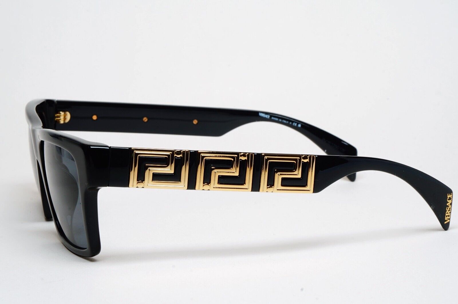 Versace Sunglasses Black Gold Meander Square Grey MOD VE 4445-F GB1/87 54mm