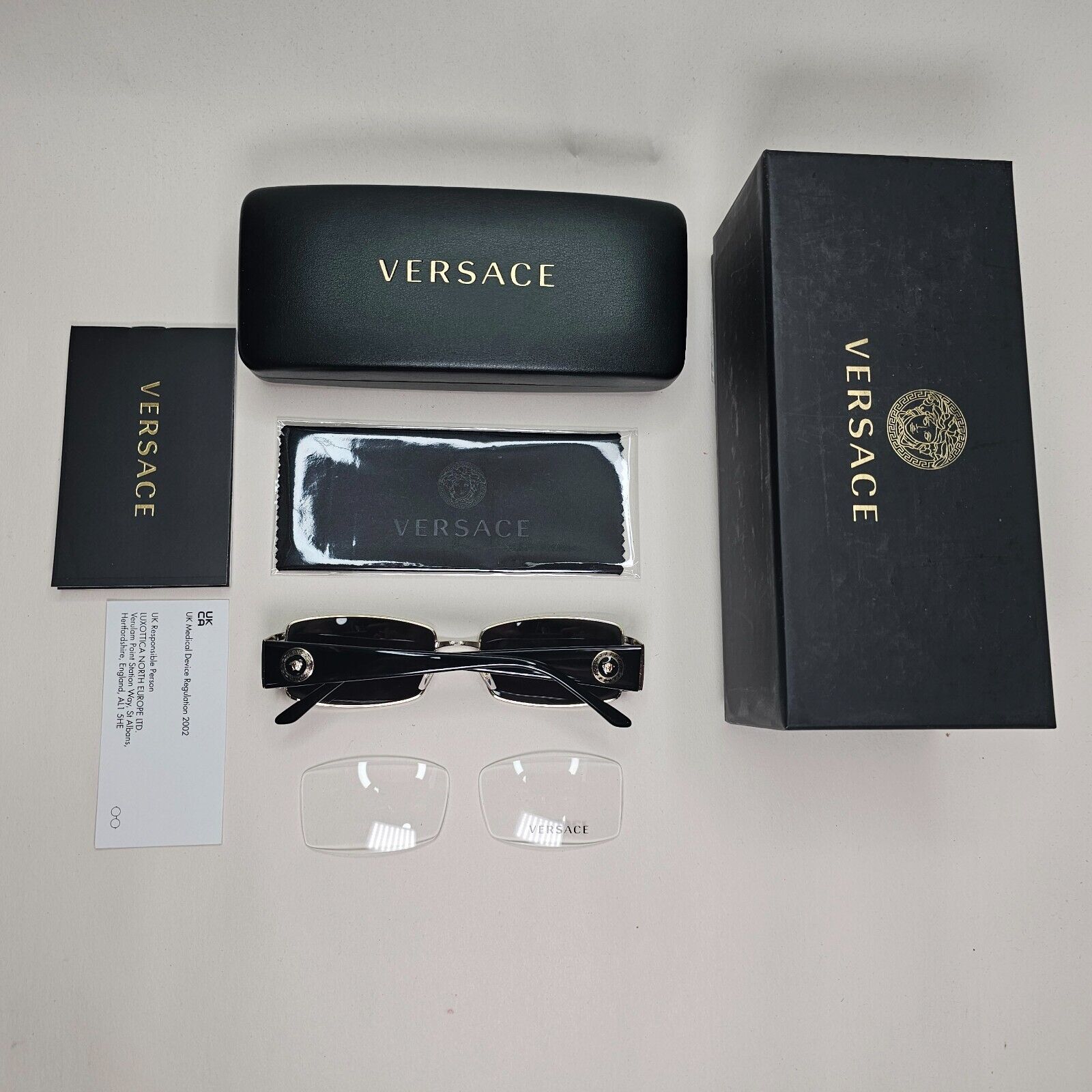 Versace Sunglasses Black Gold Medusa Rectangle Small MOD 1163-M 1252 52mm