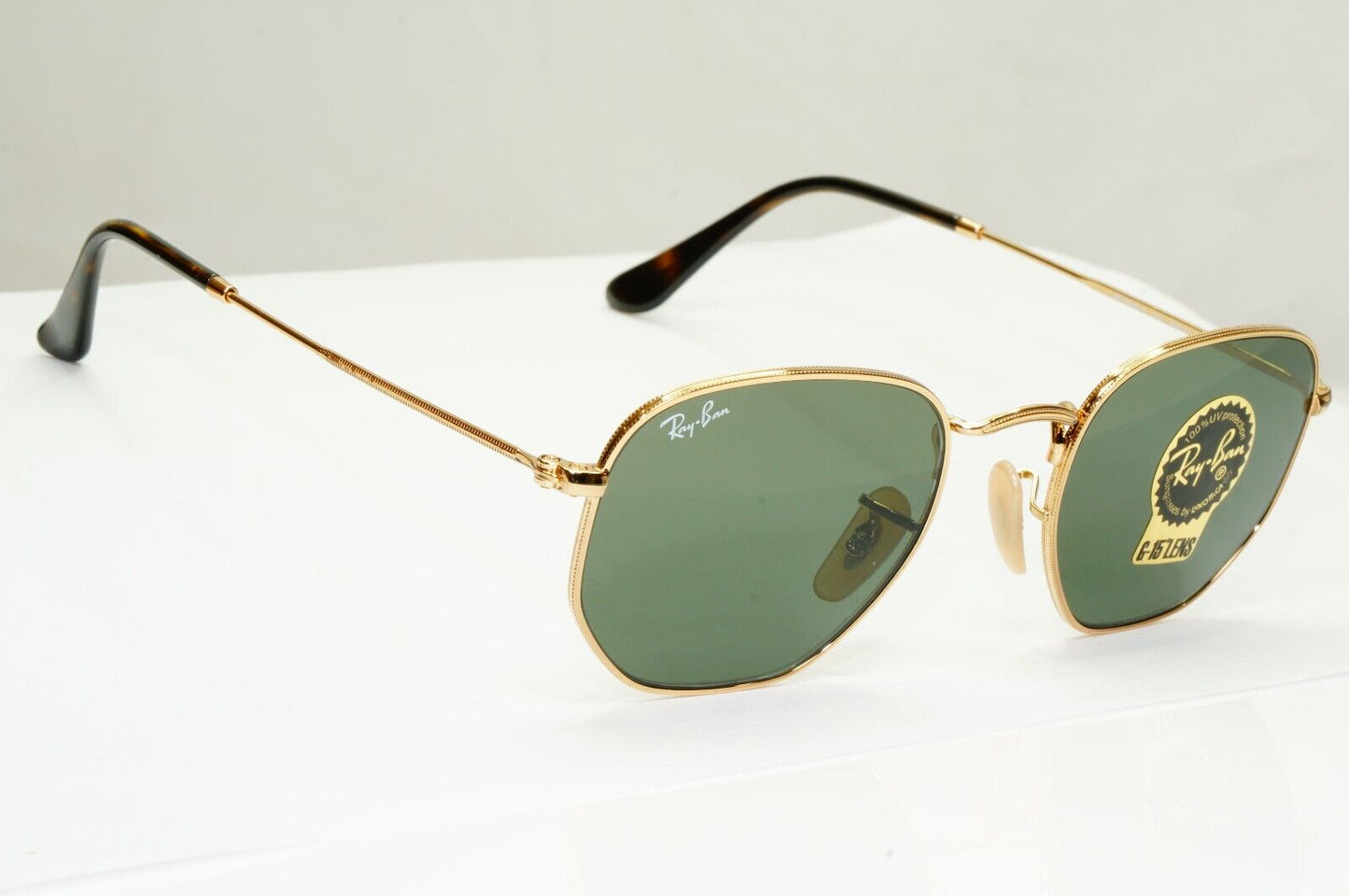 Ray-Ban Sunglasses Hexagonal Gold Arista Metal Green G15 RB 3548-N 001 48mm