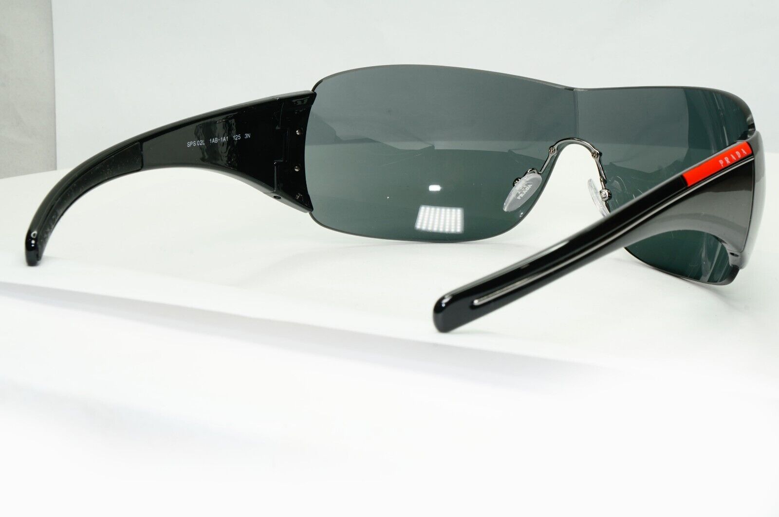 Prada Black Sunglasses Shield Visor Glossy Wrap Sport PS02LS SPS 02L 1AB-1A1
