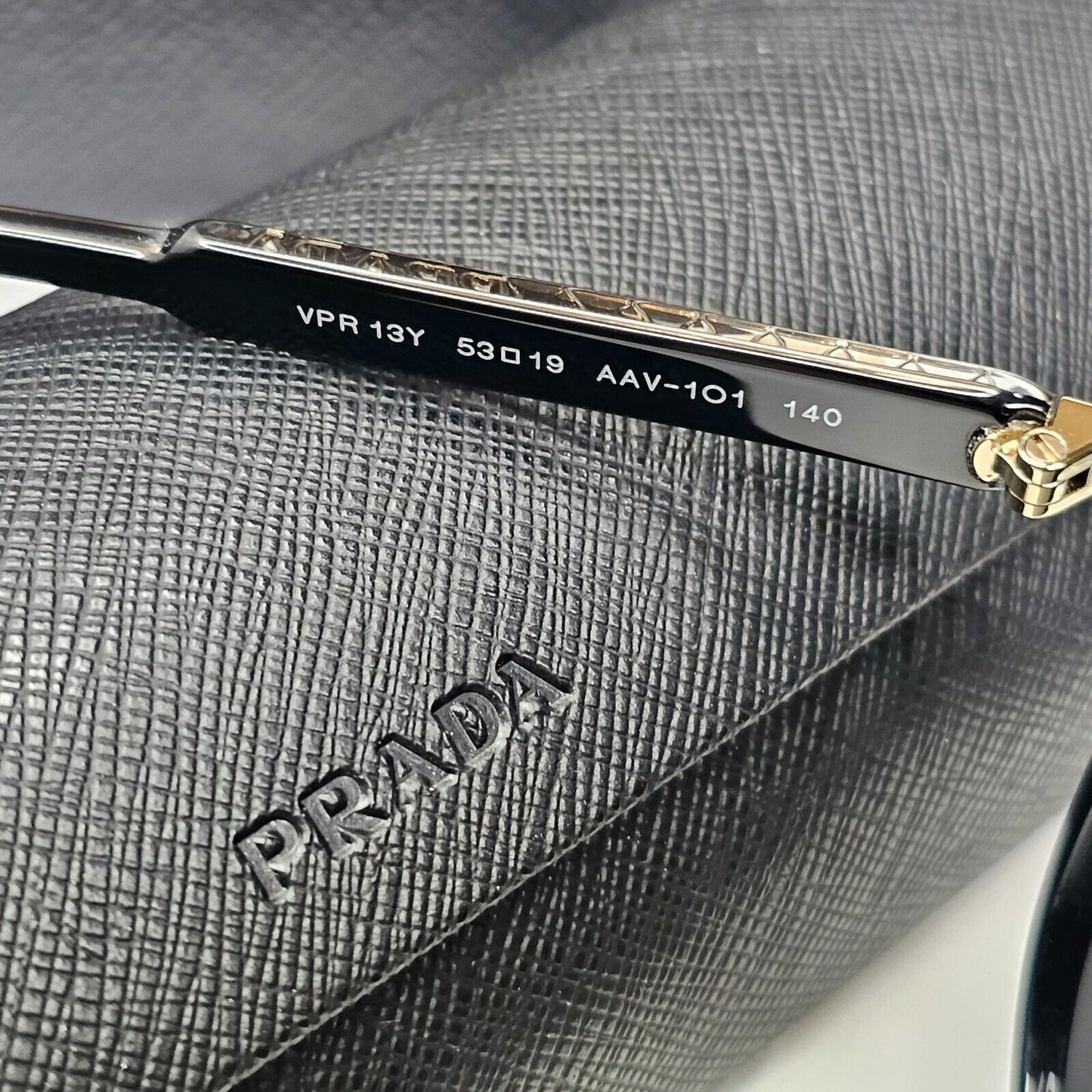 Prada Sunglasses Black Gold Square Glossy Fashion PR13YV VPR 13Y AAV-1O1 53mm