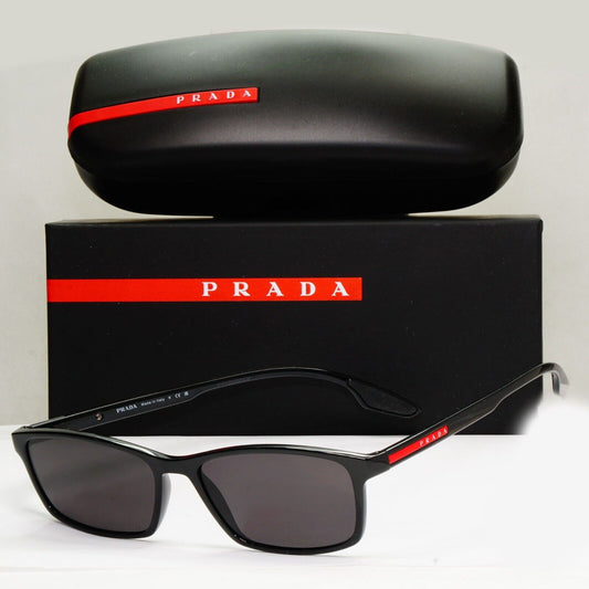 Prada Sunglasses Black Rectangle Square Glossy PS04MV VPS 04M 1AB-1O1 54mm