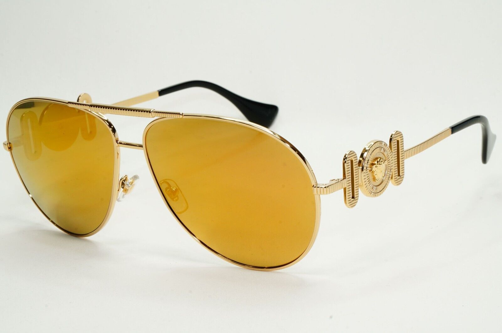 Versace Sunglasses Gold Mirror Large Metal Pilot MOD VE 2249 1002/7P 65mm
